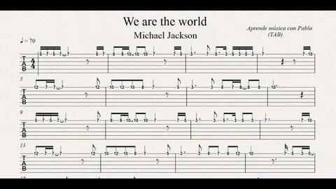 WE ARE THE WORLD: TAB (guitarra...) (tablatura con playback)