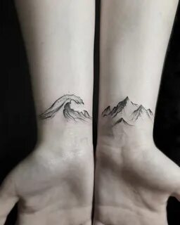 Wave and mountains tattoo by Stella Luø - Little Tattoos for