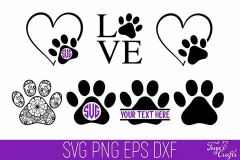 heart paw print svg Cricut Silhouette Cut Print file Instant