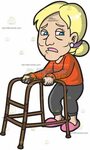 A Surprised Old Woman With A Walker Old women, Cartoon clip 