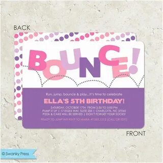 House Party Invitation Bounce House Birthday Party Invitation for Girls Pum...