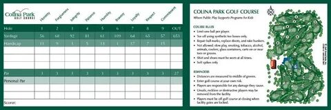 Colina Park Golf Course Score Card - Colina Park Golf Course