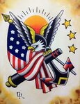 95+ Bald Eagle With American Flag Tattoos & Designs With Mea