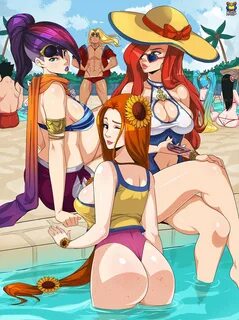 Sexy Pool Party Leona, Fiora, Miss Fortune, Taric, Darius, I