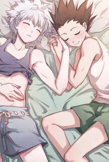 Safebooru - 2boys absurdres closed eyes gon freecss hand hol