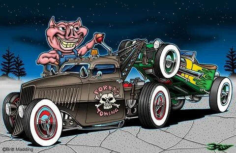 Porky's Towing Art cars, Rockabilly art, Car cartoon