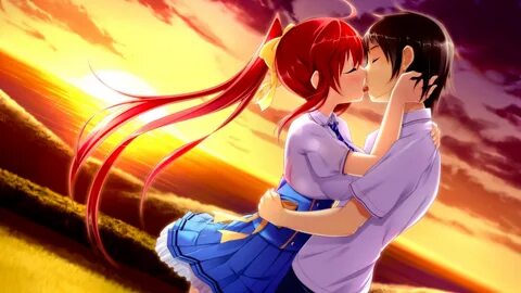 Обои Поцелуй в аниме Ano Harewataru Sora yori Takaku " Скача