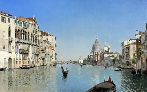 Venice italy artwork gondolas canal martin rico wallpaper Ve