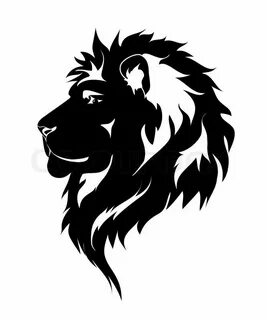 Graphic lion, black and white drawing for tattoo. Vector Col