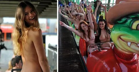 Naked girl on roller coaster