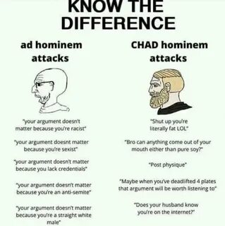 soyjak (ad hominem) vs yes chad (chad hominem) Wojak Comics 