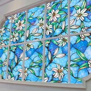 Buy 45x100cm Orchid Flower Privacy Window Film Decorative St