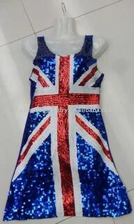 British Flag sequin dress. Union jack dress, British flag dr