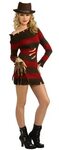 Ladies Women Freddy Krueger Style Halloween Costume Red Stri