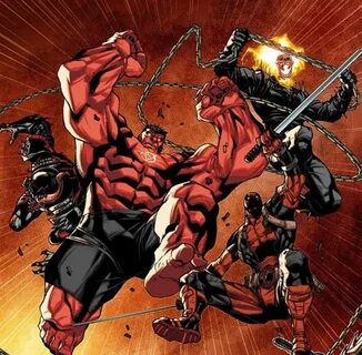 The Thunderbolts Red Hulk, Ghost Rider, Deadpool & Agent Ven