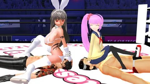 Sexy Anime Ryona Mixed Wrestling Facesitting MMD by MrDagger