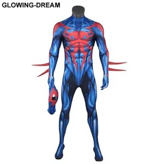 Высококачественный костюм синего человека паука 2099 с зерка