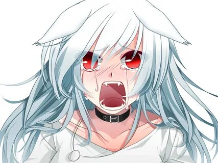 animal ears blush collar crying fang red eyes tears third-pa