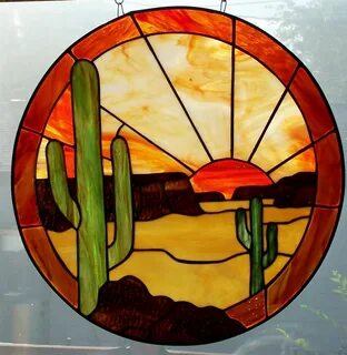 Sunset Hanging Stained Glass Art Panel in Orange boxanetwork