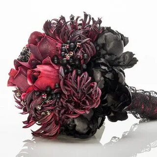 Burgundy and Black Gothic Bridal Bouquet by LittleBouquetSho