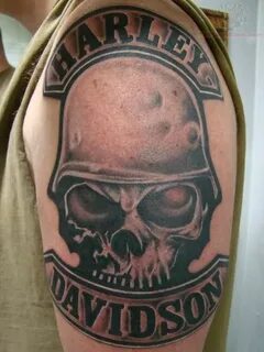 Skull & Harley Davidson Tattoo Harley tattoos, Harley davids