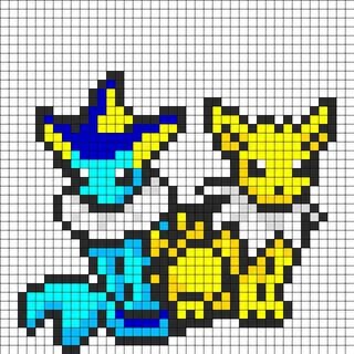 Jolteon And Vaporeon Kandi Pattern Pokemon cross stitch patt