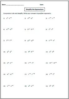 Preview: Product Rule Worksheets Exponent worksheets, Algebr