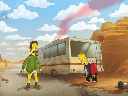 Скачать обои Breaking Bad, The Simpsons, Ned Flanders, Bart 