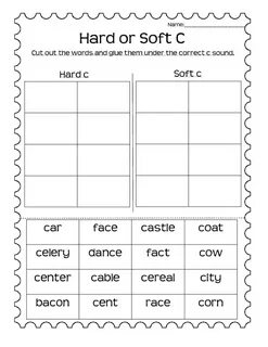 hard and soft c sounds worksheet - hard c and soft c workshe