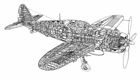 Republic P-47 Thunderbolt Cutaway Drawing in High quality