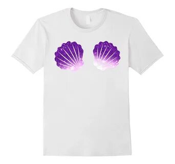 Mermaid Sea Shell Bra T Shirt Galaxy Purple Seashell Shirts-