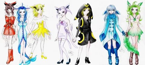 Eeveelutions gijinka by kugutsue on deviantART Pokemon gijin