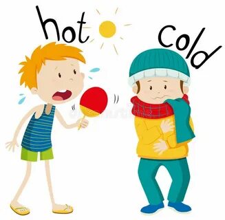 Opposite adjectives hot and cold stock illustration Opposite