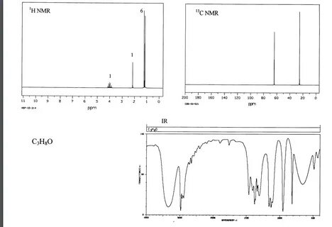 Solved H NMR 11 10 HSP 03-214 C3H8O IR 13 C NMR. 200 180 160