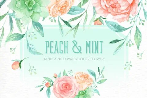 Peach and Mint Watercolor clipart By everysunsun TheHungryJP