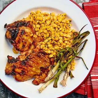 Spicy Maple Chicken Thighs with Smoky Corn & Scallions Recip