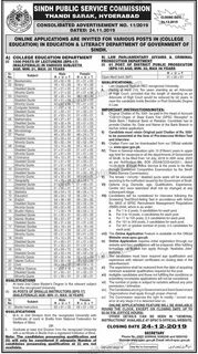 Instructor Jobs 2019 in Education Department Govt of Sindh i