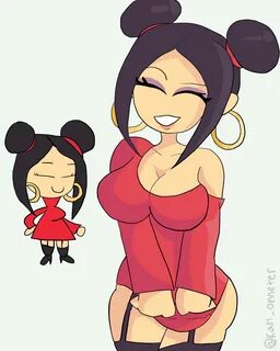 pucca, pucca (franchise), tagme, earrings, hairbun.