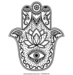 Hamsa Hand Drawn Symbol Decorative Pattern: стоковая векторн