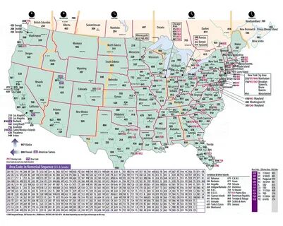 Map of telephone area codes - US and Canada Phone area codes