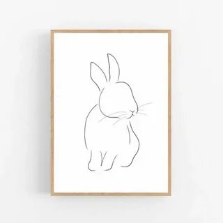 Bunny Line Art Rabbit Print Bunny Print Abstract Animal Etsy