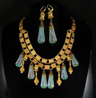 An Antique 1920’s Egyptian Revival Necklace Chandelier earri