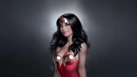 Скачать обои Девушка, Минимализм, Girl, Фон, Wonder Woman, С