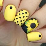 Trendy Yellow Nail Art Ideas Suitable For Summer 04 Sunflowe