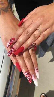 Check out @imanityee ❤ Bandana nails, Wedding acrylic nails,