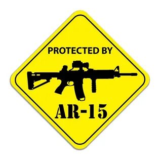 Protected by AR-15 Rifle Warning Decal AR15 Sticker - 4 Inch