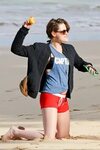 Kristen Stewart in Shorts on the Beach in Honolulu, January 