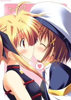 Safebooru - 2girls blush closed eyes fate testarossa hat hea