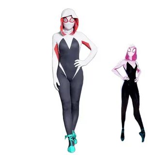 Women Gwen Stacy Cosplay Costume Zentai Spider Halloween For
