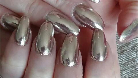 Rose gold chrome nails - YouTube